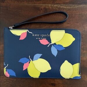 NWOT Kate Spade Blue Wristlet with Lemon Design
